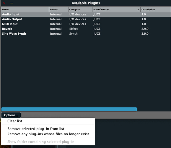 Cabbage 2.9.0 Available Plugins